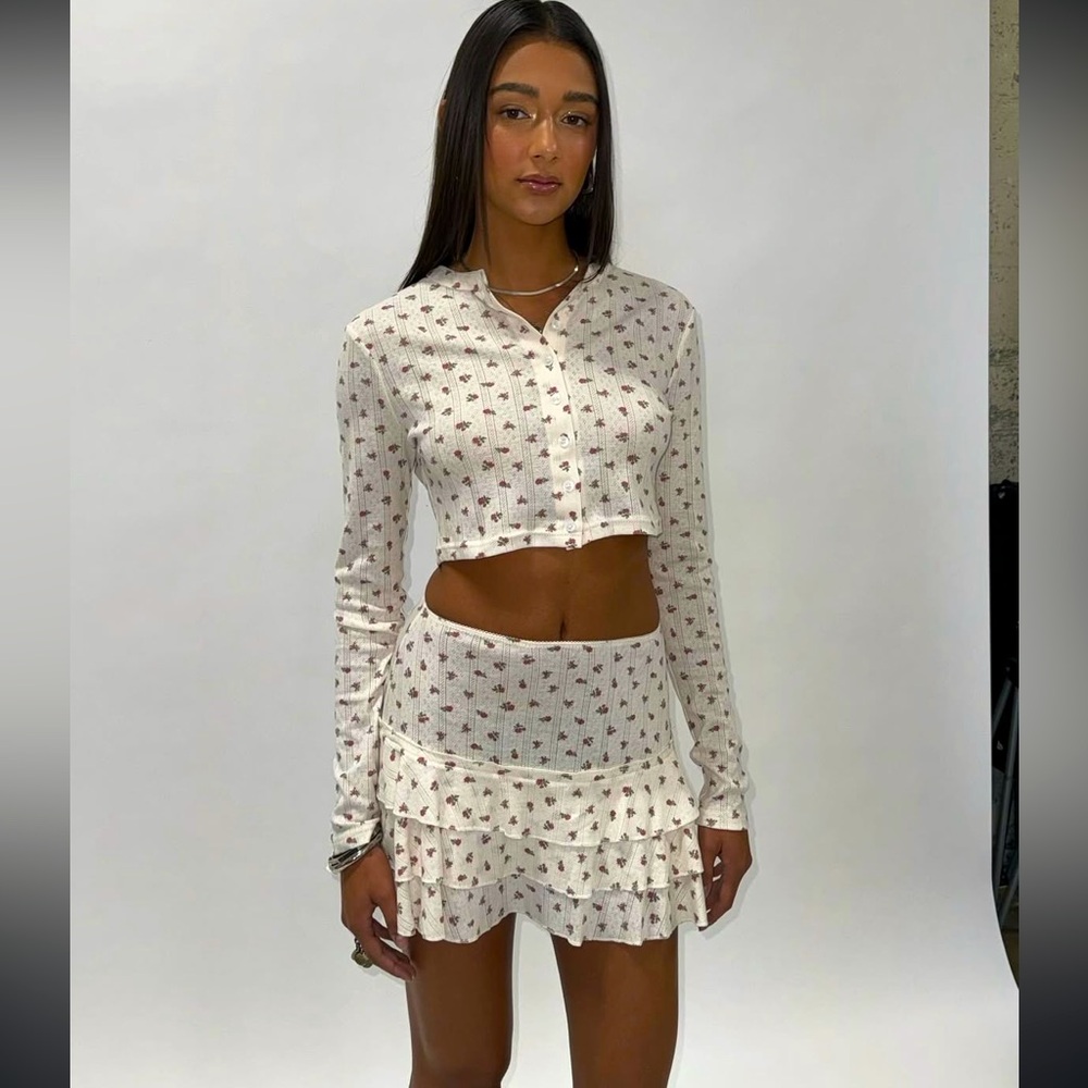 Loucia Rori pointelle floral mini skirt